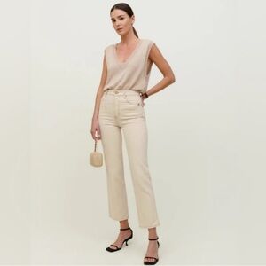 Reformation cowboy high rise straight leg jeans in almond, size 25